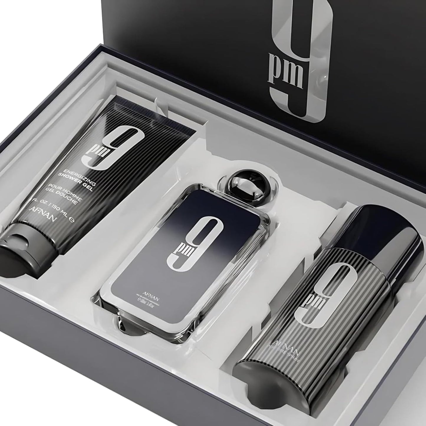 AFNAN 9PM Geschenkset – Eau de Parfum – Maskuliner Duft mit Apfel, Vanille & Amber – 100ml EDP + 150ml Duschgel + 150ml Deo
