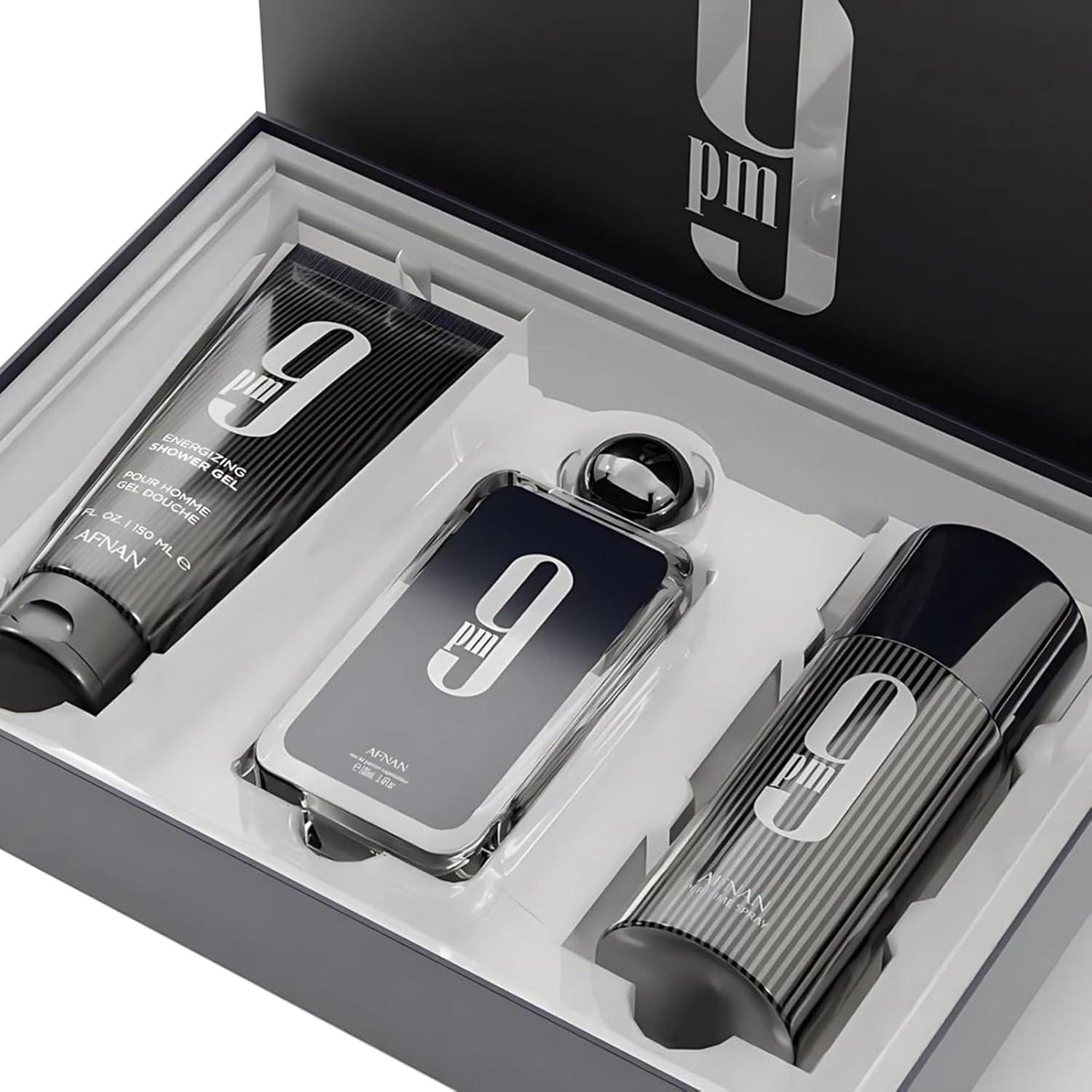 Afnan 9PM Geschenkset – Eau de Parfum – 100ml EDP + 150ml Duschgel + 150ml Deo