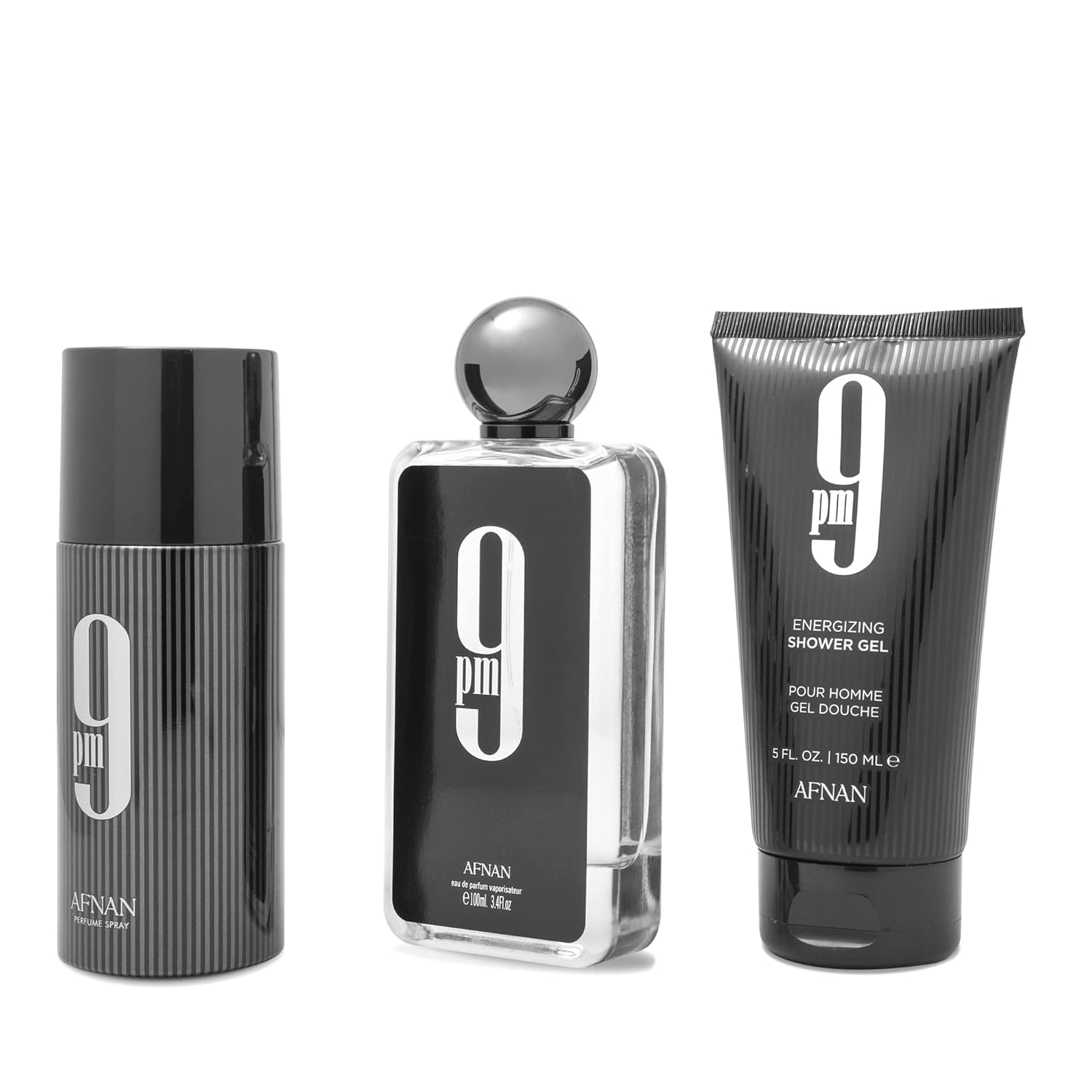 Afnan 9PM Geschenkset – Eau de Parfum – 100ml EDP + 150ml Duschgel + 150ml Deo