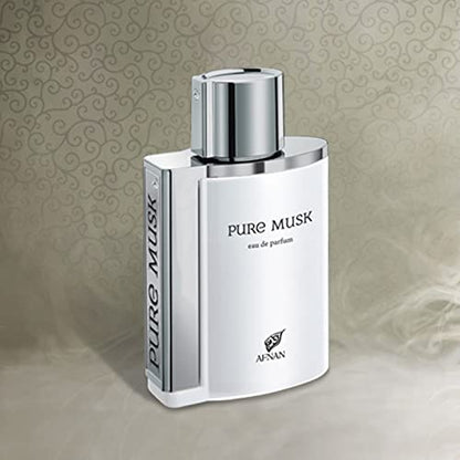 AFNAN Pure Musk – Eau de Parfum – Eleganter Unisex-Duft mit Moschus und floralen Noten – 100 ml
